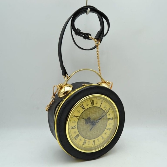 Black and Gold Clock Handbag